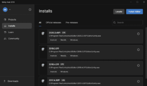 installed unity editor