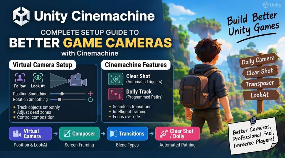 Unity Cinemachine Tutorial: Complete Guide To Setup Better Game Cameras 1 Unity Cinemachine Tutorial Complete Guide To Setup Better Game Cameras