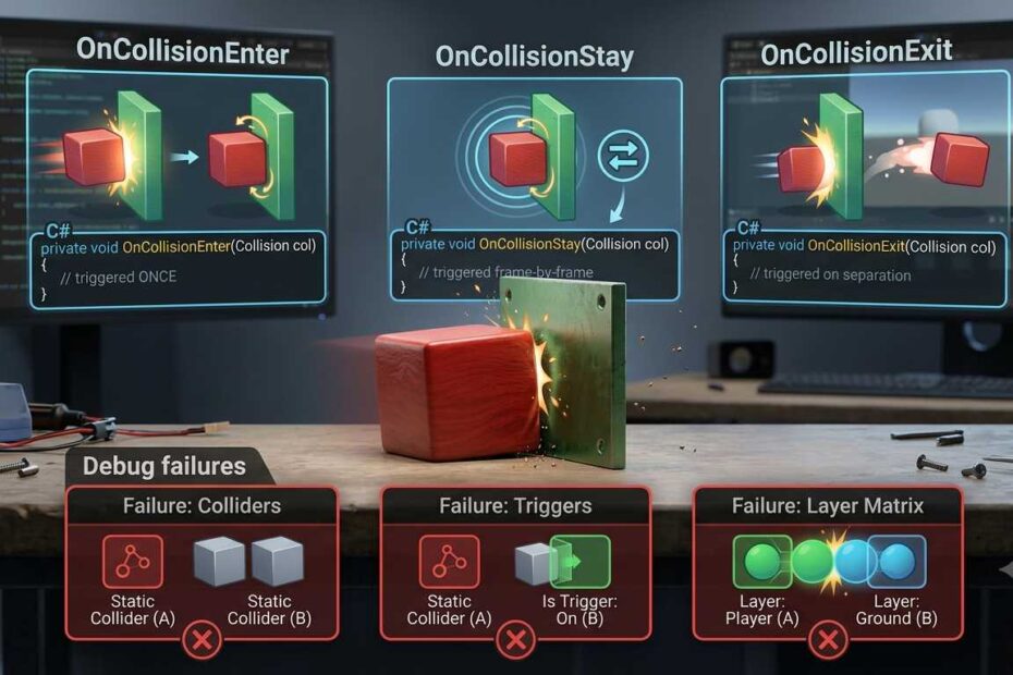 Unity OnCollisionEnter, Stay & Exit Events Explained 1 Unity collision events