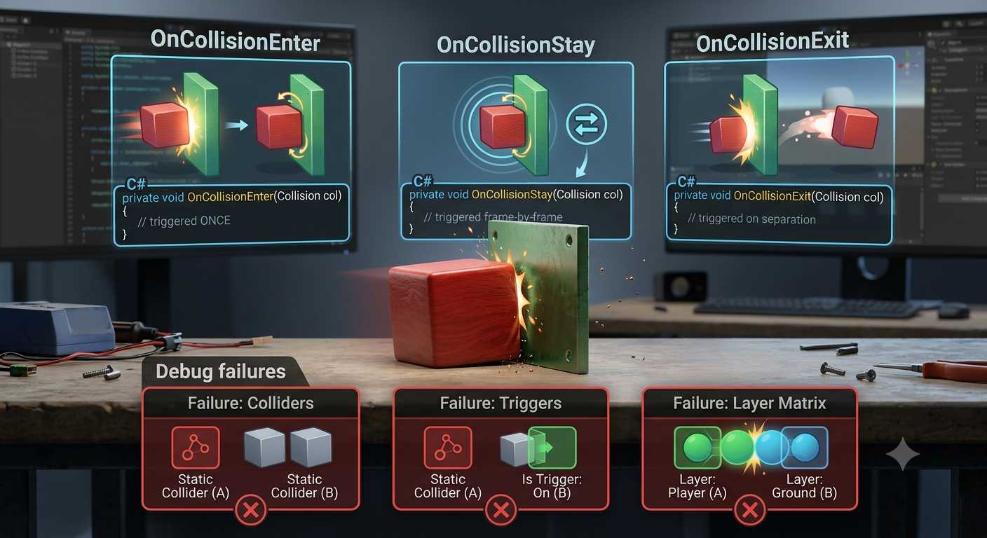 Unity OnCollisionEnter, Stay & Exit Events Explained 2 Unity collision events